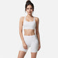 Active Women's Seamless Ribbed Sports Bra with Scoop Neck and Wide Straps
