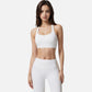 Active Women's Seamless Ribbed Sports Bra with Scoop Neck and Wide Straps