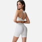 Active Women's Seamless Ribbed Sports Bra with Scoop Neck and Wide Straps