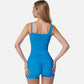 Active Women's Fitted Square Neck Tank Top with Spaghetti Straps