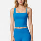Active Women's Fitted Square Neck Tank Top with Spaghetti Straps