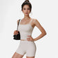 Active Women's Fitted Square Neck Tank Top with Spaghetti Straps