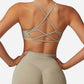 Active Women's Seamless Sports Bra with Scoop Neck and Thin Fixed Straps