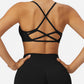 Active Women's Seamless Sports Bra with Scoop Neck and Thin Fixed Straps