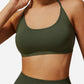 Active Women's Seamless Sports Bra with Scoop Neck and Thin Fixed Straps
