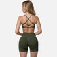 Active Women's Seamless Sports Bra with Scoop Neck and Thin Fixed Straps
