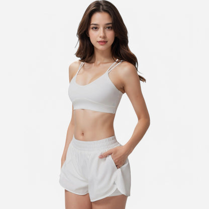 Active Women's Double Strap Sports Bra with V-Neckline and Soft Support