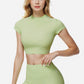 Active Women's Short Sleeve Ribbed Crop Top with Crew Neck and Stretch Fabric