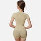 Active Women's Short Sleeve Seamless Fitted Tee with Crew Neck and Stretch Fabric