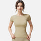 Active Women's Short Sleeve Seamless Fitted Tee with Crew Neck and Stretch Fabric