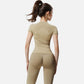 Active Women's Short Sleeve Seamless Fitted Tee with Crew Neck and Stretch Fabric