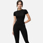 Active Women's Short Sleeve Seamless Fitted Tee with Crew Neck and Stretch Fabric
