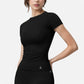 Active Women's Short Sleeve Seamless Fitted Tee with Crew Neck and Stretch Fabric