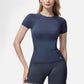 Active Women's Short Sleeve Seamless Fitted Tee with Crew Neck and Stretch Fabric