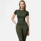 Active Women's Short Sleeve Seamless Fitted Tee with Crew Neck and Stretch Fabric
