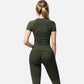 Active Women's Short Sleeve Seamless Fitted Tee with Crew Neck and Stretch Fabric
