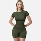 Active Women's Short Sleeve Seamless Fitted Tee with Crew Neck and Stretch Fabric
