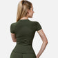 Active Women's Short Sleeve Seamless Fitted Tee with Crew Neck and Stretch Fabric
