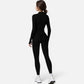 Active Women's Long Sleeve Fitted Zip-Up Jacket with High Collar and Thumbhole Cuffs
