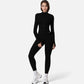 Active Women's Long Sleeve Fitted Zip-Up Jacket with High Collar and Thumbhole Cuffs