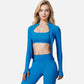 Active Women's Long Sleeve Fitted Zip-Up Jacket with High Collar and Thumbhole Cuffs