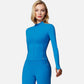 Active Women's Long Sleeve Fitted Zip-Up Jacket with High Collar and Thumbhole Cuffs