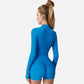 Active Women's Long Sleeve Fitted Zip-Up Jacket with High Collar and Thumbhole Cuffs