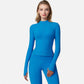 Active Women's Long Sleeve Fitted Zip-Up Jacket with High Collar and Thumbhole Cuffs
