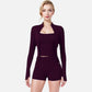Active Women's Long Sleeve Fitted Zip-Up Jacket with High Collar and Thumbhole Cuffs