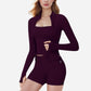 Active Women's Long Sleeve Fitted Zip-Up Jacket with High Collar and Thumbhole Cuffs