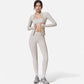 Active Women's Long Sleeve Fitted Zip-Up Jacket with High Collar and Thumbhole Cuffs