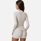 Active Women's Long Sleeve Fitted Zip-Up Jacket with High Collar and Thumbhole Cuffs