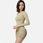 Active Women's Long Sleeve Fitted Crew Neck Top with Thumbhole Cuffs and Seam Detailing