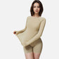 Active Women's Long Sleeve Fitted Crew Neck Top with Thumbhole Cuffs and Seam Detailing