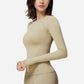 Active Women's Long Sleeve Fitted Crew Neck Top with Thumbhole Cuffs and Seam Detailing