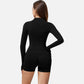 Active Women's Long Sleeve Fitted Crew Neck Top with Thumbhole Cuffs and Seam Detailing
