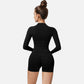 Active Women's Long Sleeve Fitted Crew Neck Top with Thumbhole Cuffs and Seam Detailing