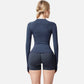 Active Women's Long Sleeve Fitted Crew Neck Top with Thumbhole Cuffs and Seam Detailing
