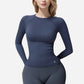 Active Women's Long Sleeve Fitted Crew Neck Top with Thumbhole Cuffs and Seam Detailing