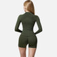 Active Women's Long Sleeve Fitted Crew Neck Top with Thumbhole Cuffs and Seam Detailing