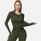 Active Women's Long Sleeve Fitted Crew Neck Top with Thumbhole Cuffs and Seam Detailing
