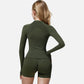 Active Women's Long Sleeve Fitted Crew Neck Top with Thumbhole Cuffs and Seam Detailing