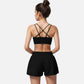 Active Women's High Waist Double Layered Running Shorts with Elastic Waistband and Curved Hem