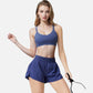 Active Women's High Waist Double Layered Running Shorts with Elastic Waistband and Curved Hem