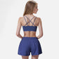 Active Women's High Waist Double Layered Running Shorts with Elastic Waistband and Curved Hem