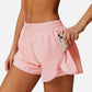 Active Women's High Waist Double Layered Running Shorts with Elastic Waistband and Curved Hem