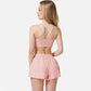 Active Women's High Waist Double Layered Running Shorts with Elastic Waistband and Curved Hem