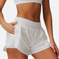 Active Women's High Waist Double Layered Running Shorts with Elastic Waistband and Curved Hem