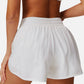 Active Women's High Waist Double Layered Running Shorts with Elastic Waistband and Curved Hem