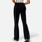 Active Women's High Waist Flared Leggings with Contrast Seam Detail and Stretch Fabric
